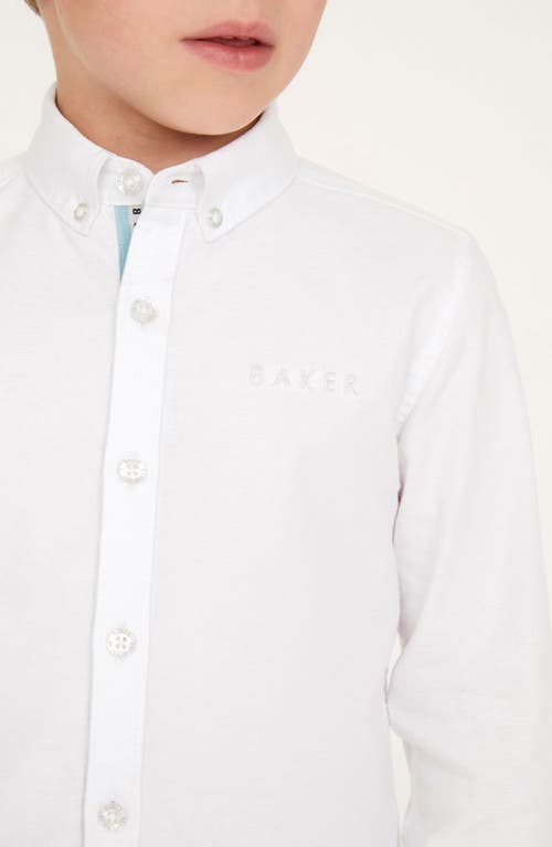 Shop Baker By Ted Baker Kids' Cotton Oxford Button-down Shirt In White