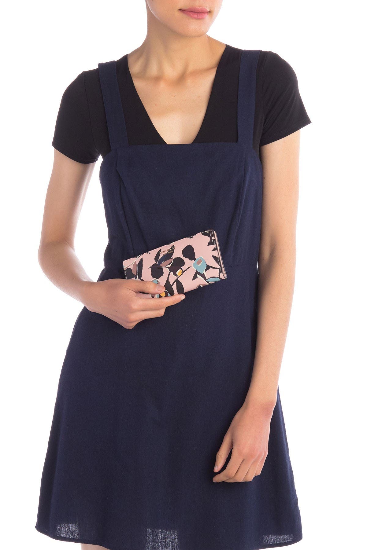 Kate Spade Leather Cameron Paper Rose Large Slim Bi-fold Wallet In Pink Multi