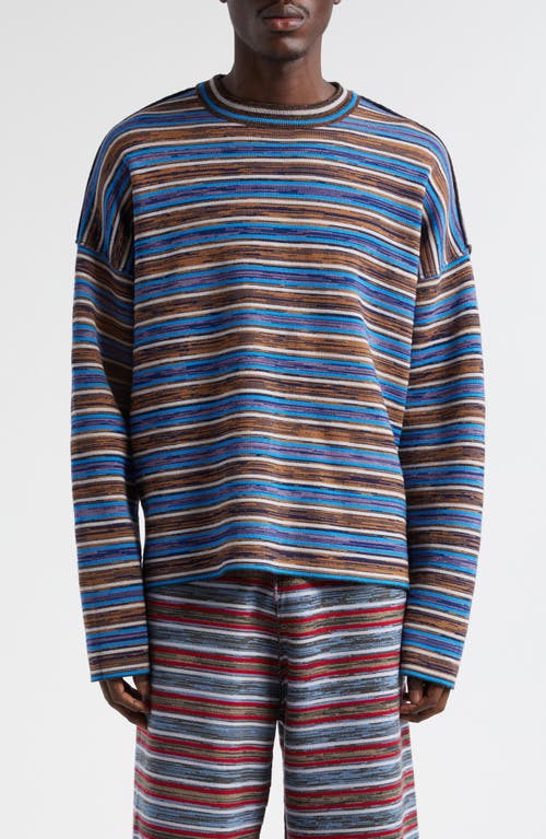 Mons Stripe Reversible One of a Kind Crewneck Sweater in Blue Multi