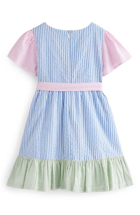 Shop Mini Boden Kids' Hotchpotch Stripe Cotton Seersucker Dress In Multi Ticking Stripes