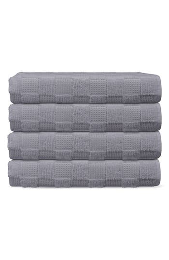 Brooks Brothers Waffle Terry 4-piece Turkish Cotton Washcloths In Silver