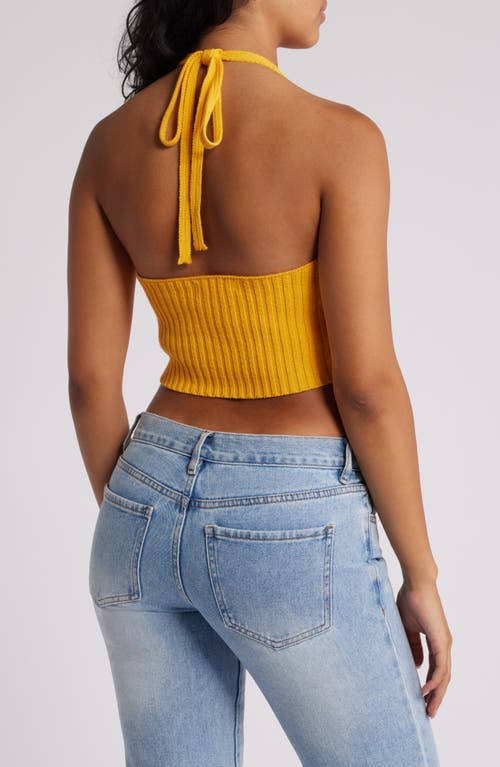 Pacsun Pixie Rib Crop Halter Top In Citrus