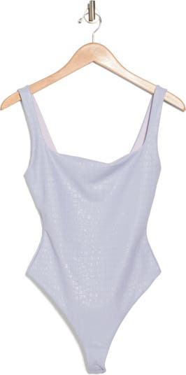 Naked Wardrobe The Crocodile Collection Croc Embossed Faux Leather Tank  Bodysuit