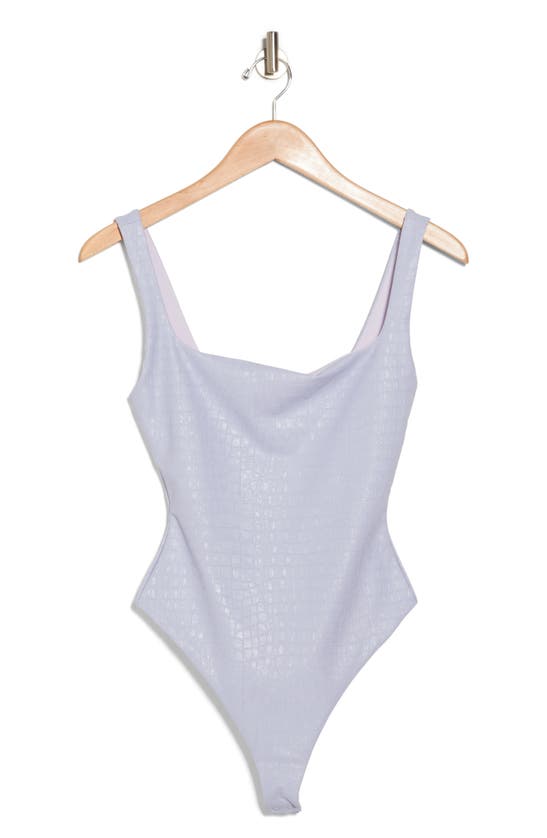 Shop Naked Wardrobe The Crocodile Collection Croc Embossed Faux Leather Tank Bodysuit In Lavender