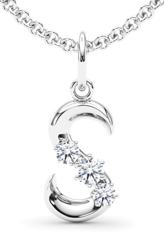 Hautecarat Graduated Lab-created Diamond Initial Letter Pendant Necklace In S - 18k White Gold