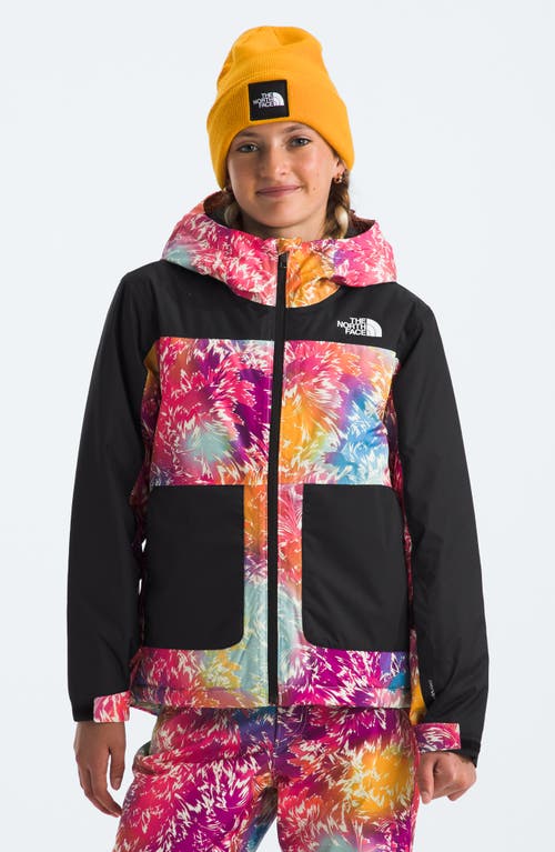 Shop The North Face Kids' Freedom Waterproof Insulated Hooded Jacket In Radiant Poppy Blowing Wind