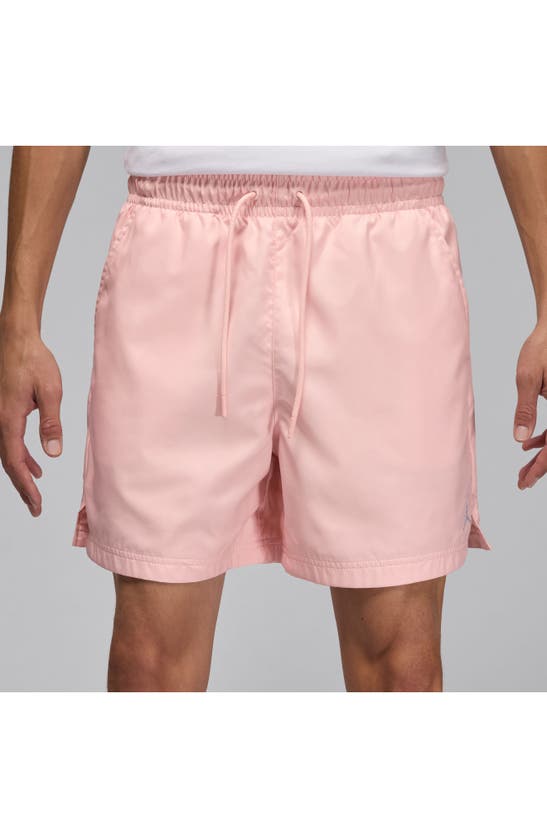 Shop Jordan Essential Poolside Drawstring Shorts In Legend Pink/ White