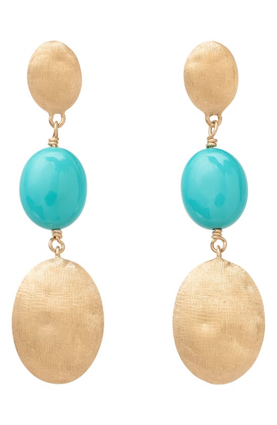 Shop Marco Bicego Siviglia Turquoise Drop Earrings In 18k Yellow Gold