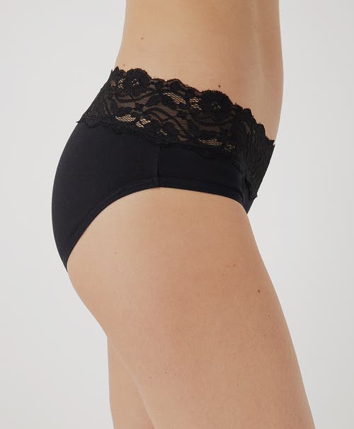 Shop Pact Organic Cotton Lace Waist Brief 3-pack In Black