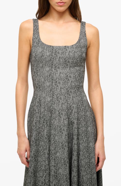 Shop Staud Wells Fit & Flare Midi Dress In Textured Herringbone