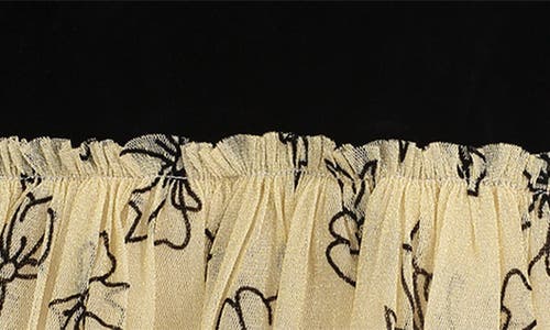 Shop Pippa & Julie Stretch Velvet Long Sleeve Tutu Dress In Black/gold