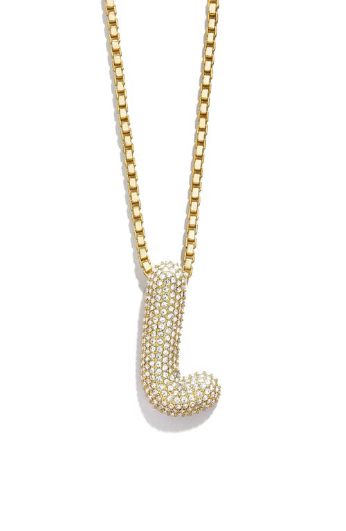 Pavé Crystal Bubble Initial Pendant Necklace in Gold L