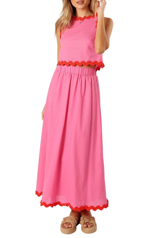 Chrissy Sleeveless Cotton Top & Maxi Skirt in Pink Red