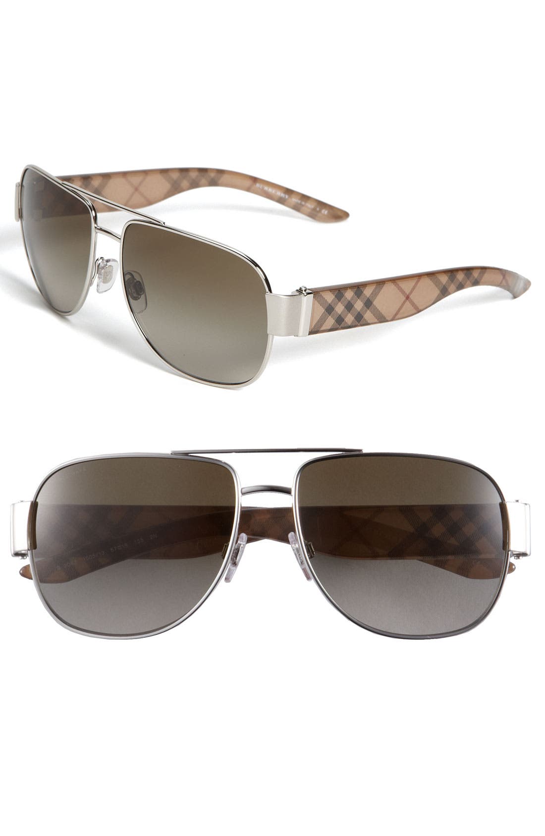 burberry check arm aviator sunglasses