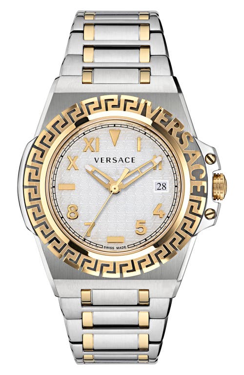 Versace Greca Reaction Bracelet Watch, 44mm in Ip Yellow Gold/Steel at Nordstrom