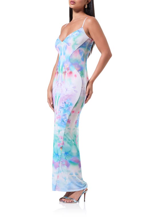 Shop Afrm Alyson Mesh Panel Maxi Dress In Blur Blossom