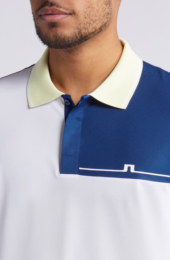 Shop J. Lindeberg Cliff Regular Fit Colorblock Performance Golf Polo In White