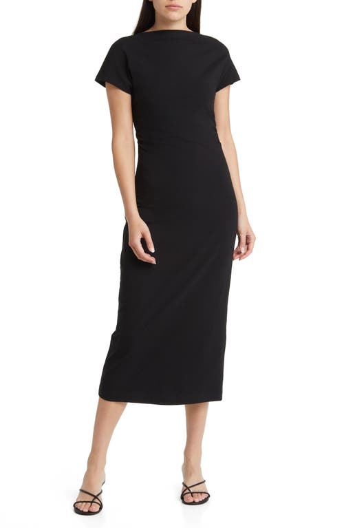 & Other Stories Ruched Cotton Dress in Black