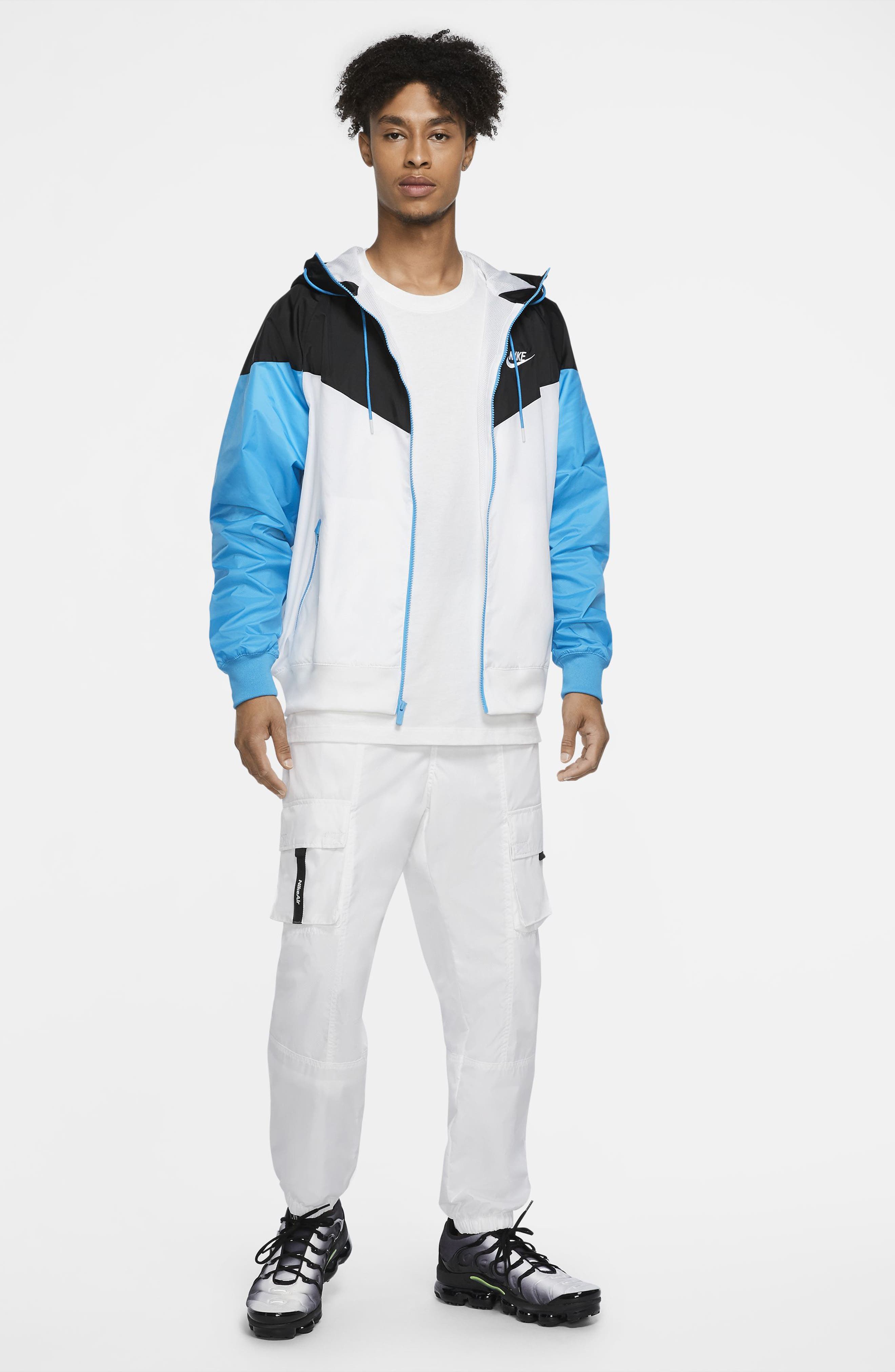 nike windrunner jacket blue and white