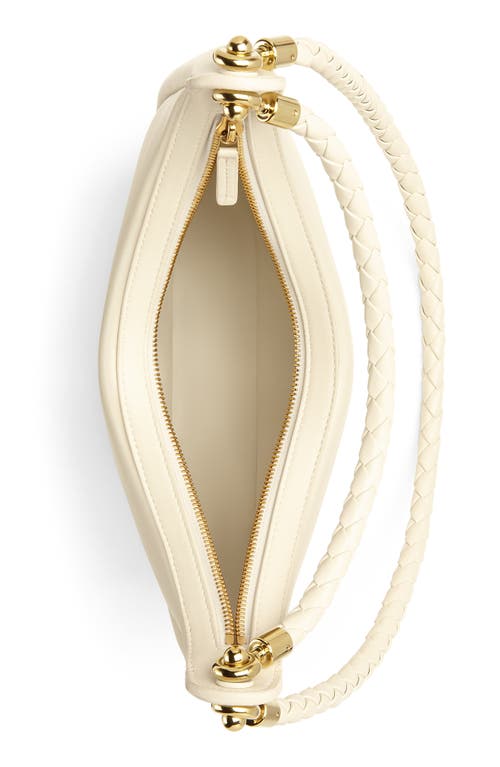 Shop Bottega Veneta Hoop Leather Hobo Bag In Sea Salt/brass