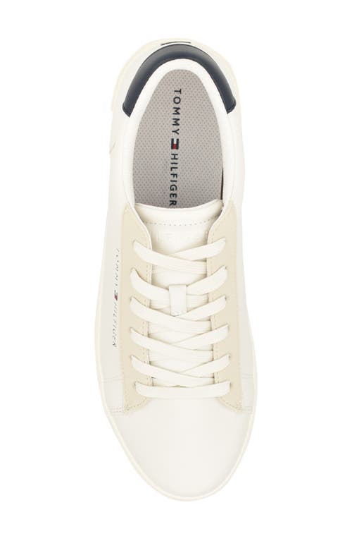 Shop Tommy Hilfiger Low Top Sneaker In Cream/beige/navy