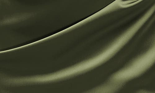 Shop After Six Ruched One-shoulder Satin Gown In Olive Green