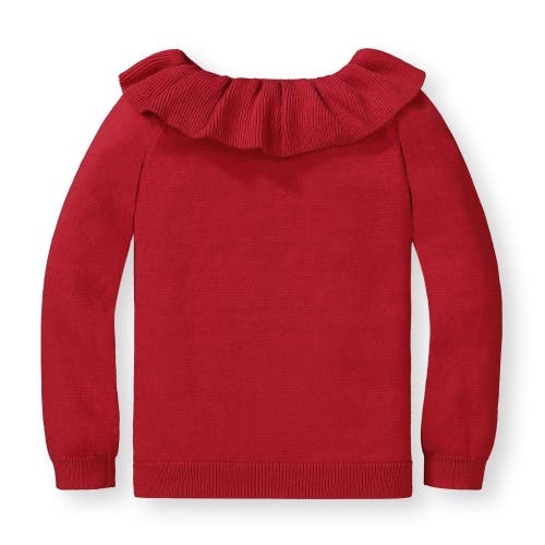 Shop Hope & Henry Baby Girls' Ruffle Collar Sweater, Infant In Red