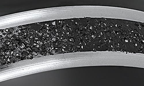 Shop Hmy Jewelry Stainless Steel Black Glitter Stripe Band Ring In Black/metallic
