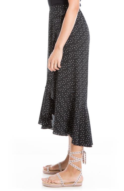 Shop Max Studio Side Tie Ruffle Crepe Maxi Skirt In Black/cream