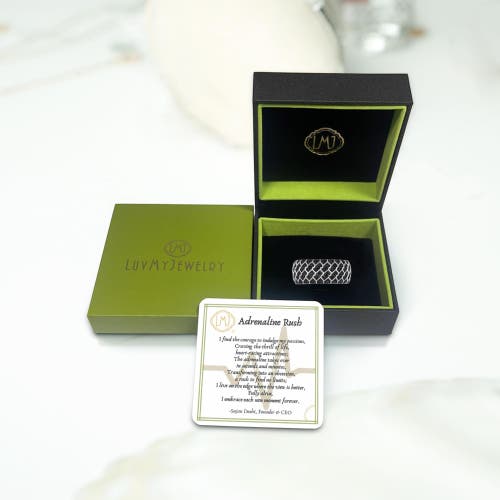 LUVMYJEWELRY LUVMYJEWELRY FAST TRACK TIRE TREAD STERLING SILVER & BLACK DIAMOND RING