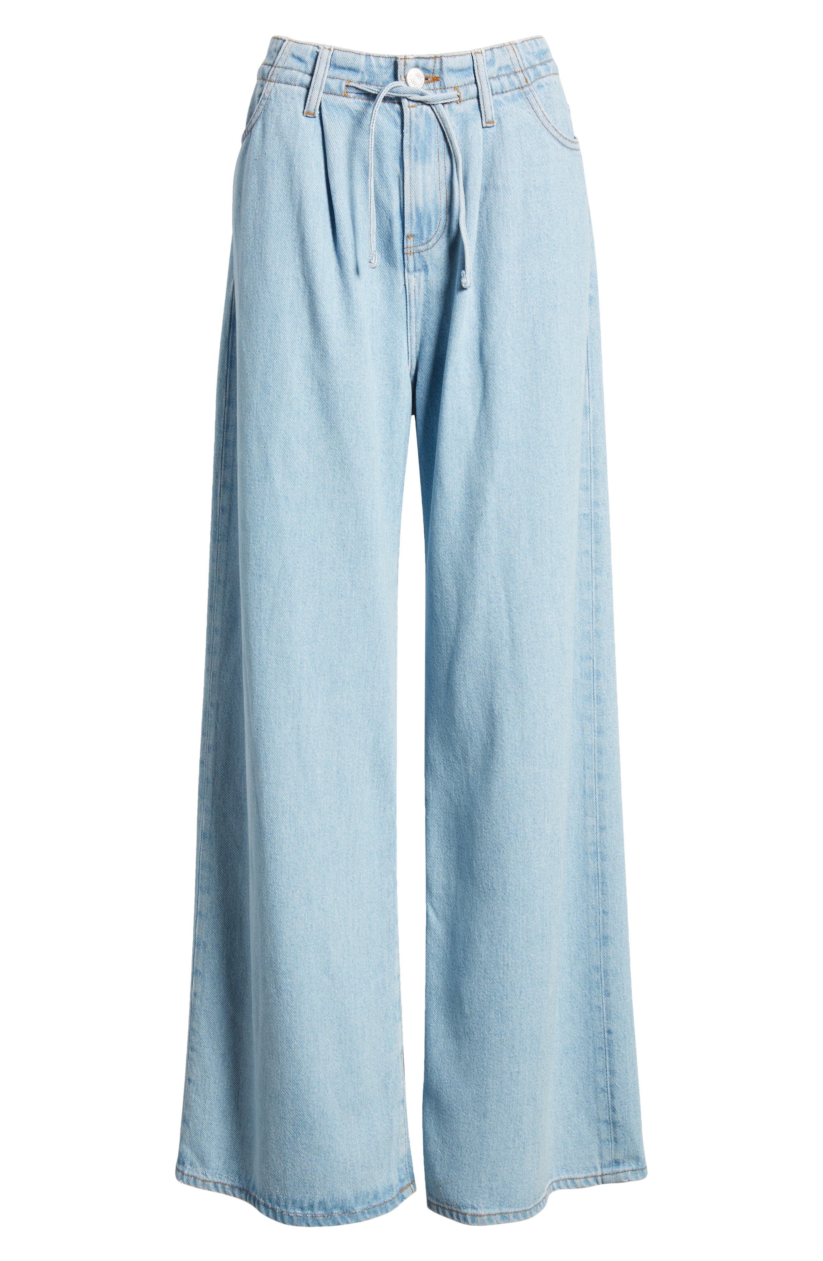 Frame Drawstring Wide Leg Jeans In Calabria