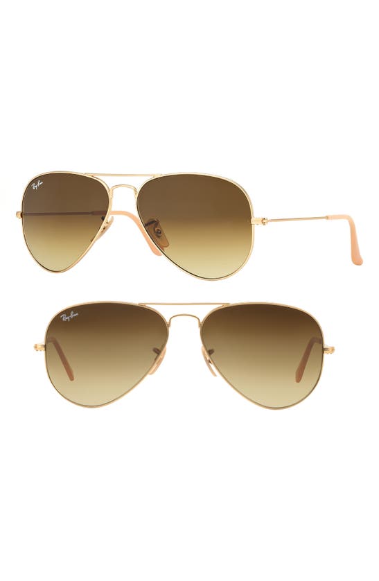 Ray Ban Small Original 55mm Aviator Sunglasses In Light Gold