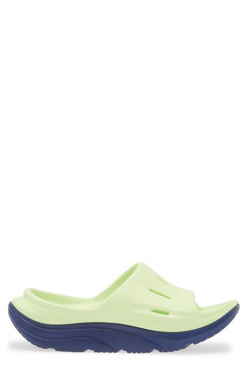 Shop Hoka Kids' Ora Recovery Slide In Lettuce/bellwether Blue