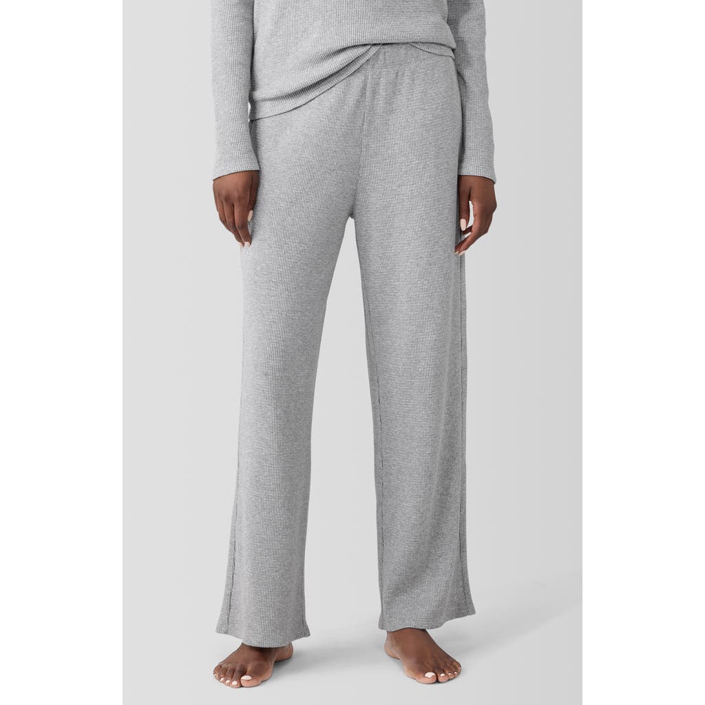 EILEEN FISHER SLEEP Organic Cotton Waffle Knit Straight Ankle Pants in Dark Pearl