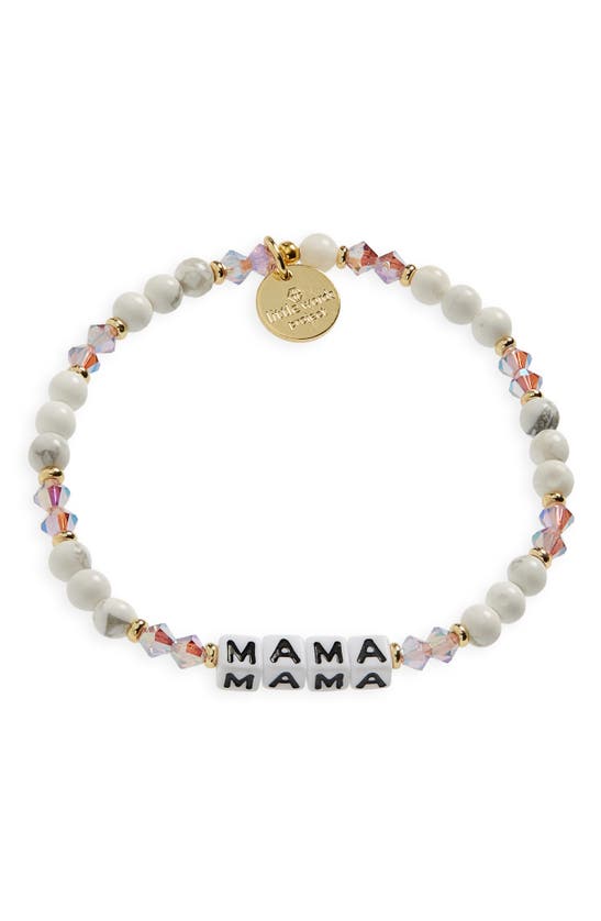 Little Words Project Mama Beaded Stretch Bracelet In Gold/ White