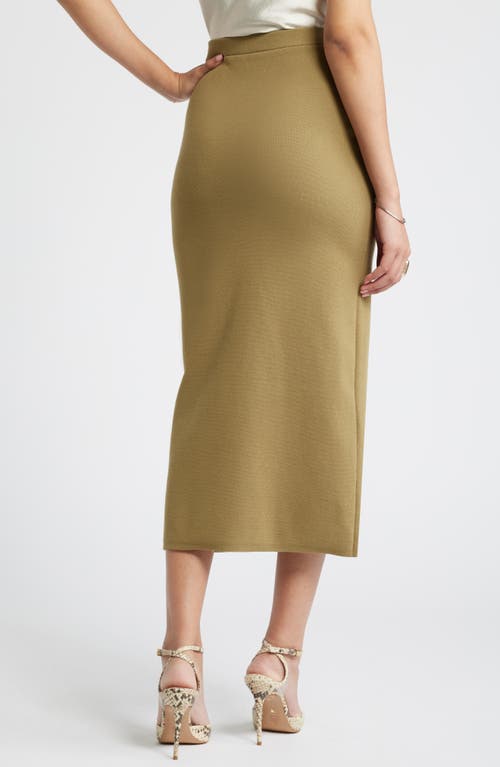 Shop Open Edit Luxe Sculpt Maxi Skirt In Olive Brine