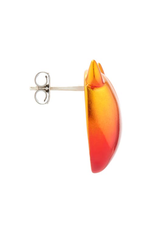 Shop Justine Clenquet Devil Stud Earrings In Gradient Orange/red