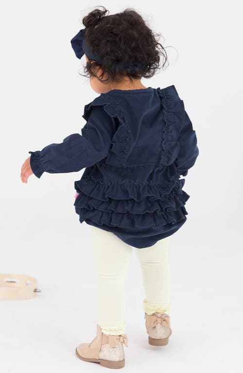 Rufflebutts Cotton Corduroy Bubble Romper & Leggings Set In Blue