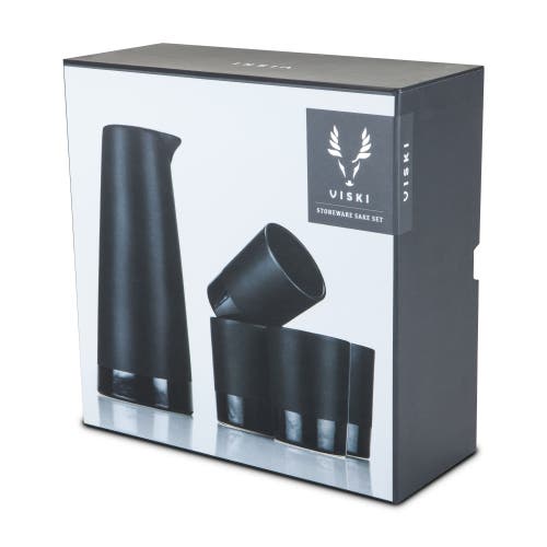 Viski 5-piece Stoneware Sake Set In Black