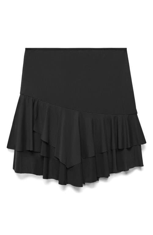 Shop Mango Tiered Ruffle Asymmetric Miniskirt In Black