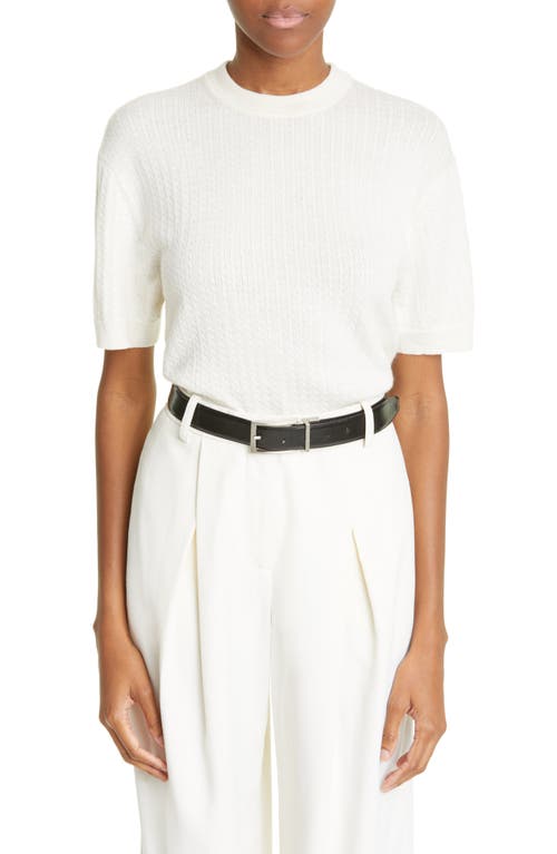 CO Cable Short Sleeve Cashmere Sweater in 110 Ivory