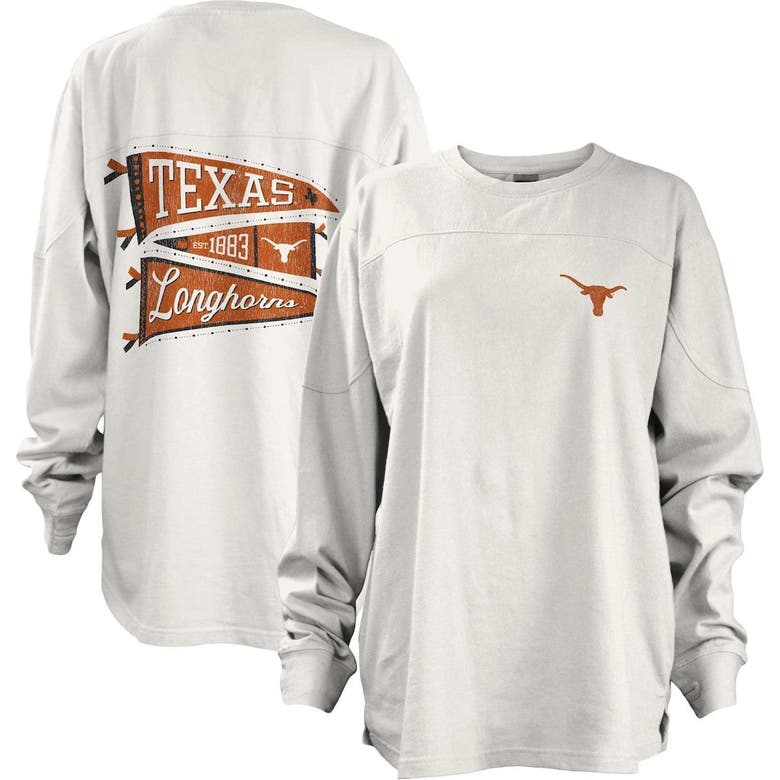 Shop Pressbox White Texas Longhorns Pennant Stack Oversized Long Sleeve T-shirt