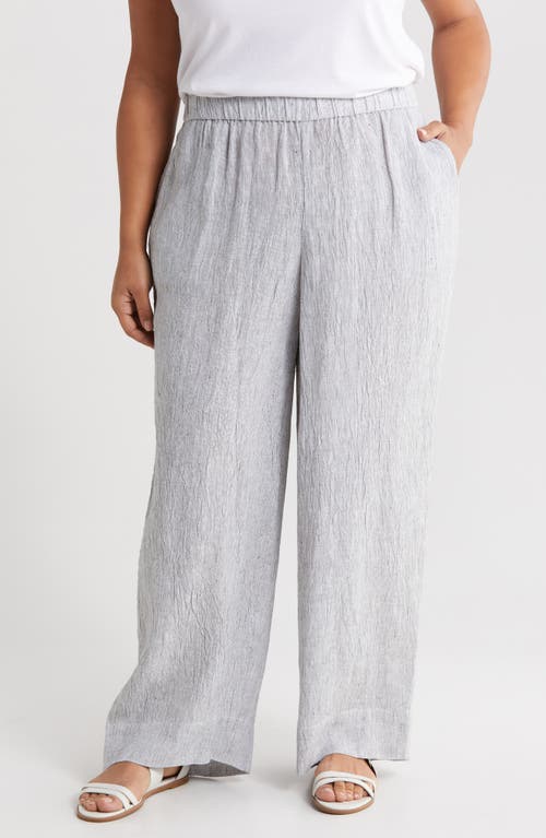 Eileen Fisher Organic Linen Wide Leg Pant In White/black