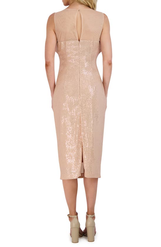 ROBBIE BEE SEQUIN BOW FRONT MIDI COCKTAIL DRESS