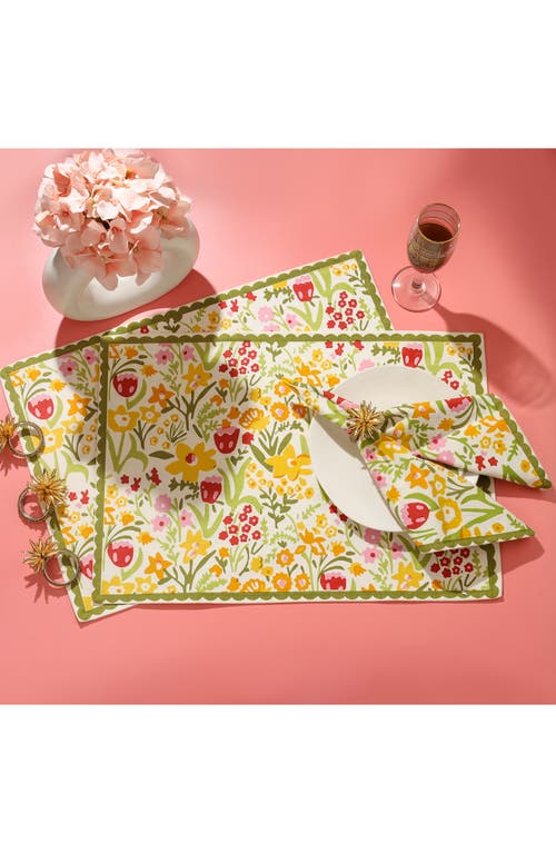 Tiramisu Set Of 4 Cotton Placemats In Yellow Floral