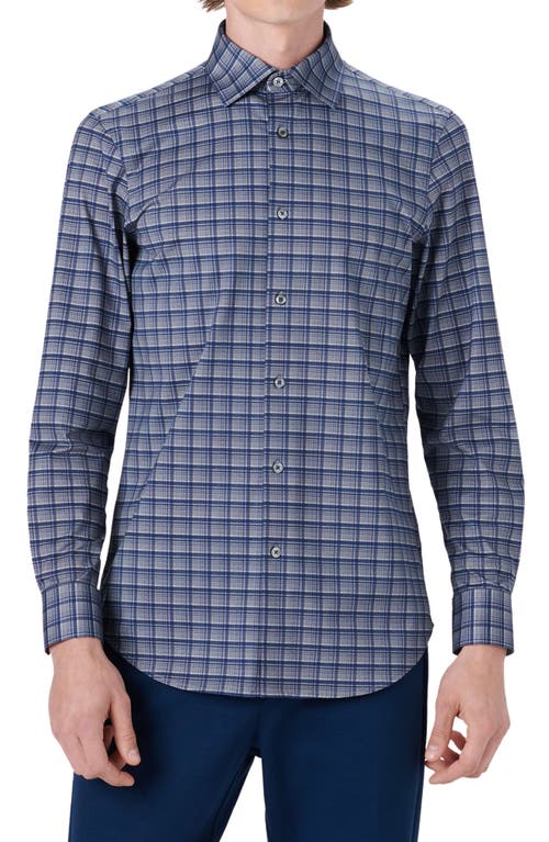 Bugatchi OoohCotton Check Button-Up Shirt Steel at Nordstrom,