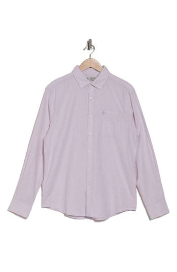 Original Penguin Linen Blend Woven Solid Button-down Shirt In Pink