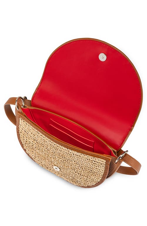 Shop Christian Louboutin By My Side Raffia & Leather Crossbody Bag In 6039 Natural/cuoio/cuoio