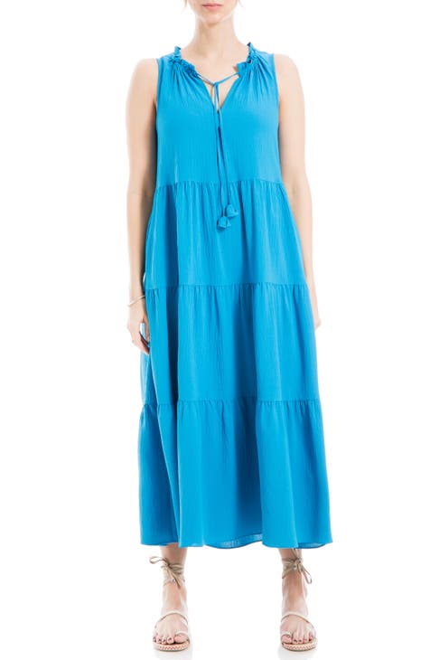 Tie Neck Tiered Maxi Dress