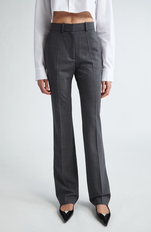 Coperni Pinstripe Tailored Straight Leg Stretch Wool Trousers Grey at Nordstrom,